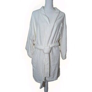 Cabernet Robe Women’s XL White Short Length Pockets Belt Luxury Minimalist